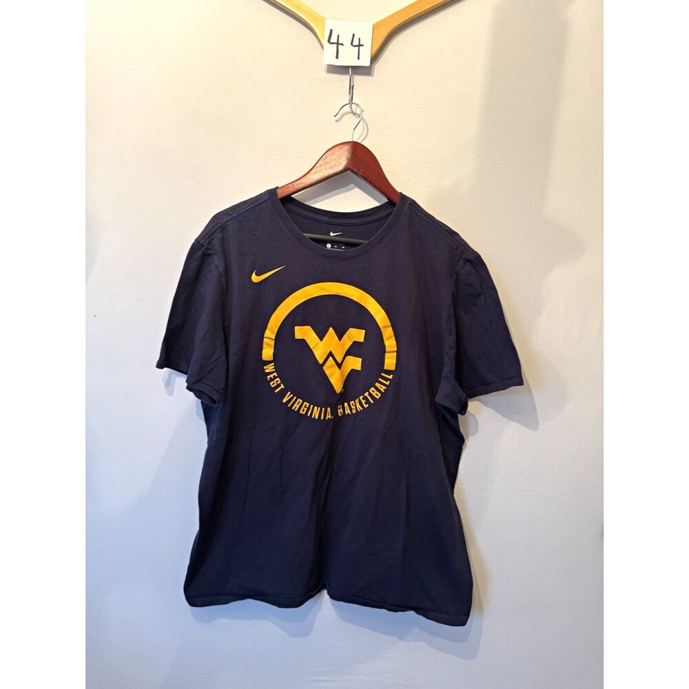 Nike West Virginia Mountaineers Basketball T Shirt Mens XL Navy Yellow WV Logo